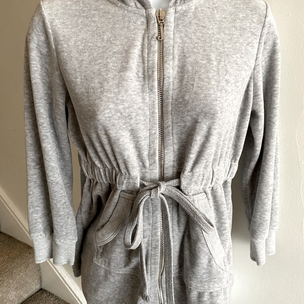 Juicy Couture Velour Gray Tracksuit Jacket Top Hoodie sz M